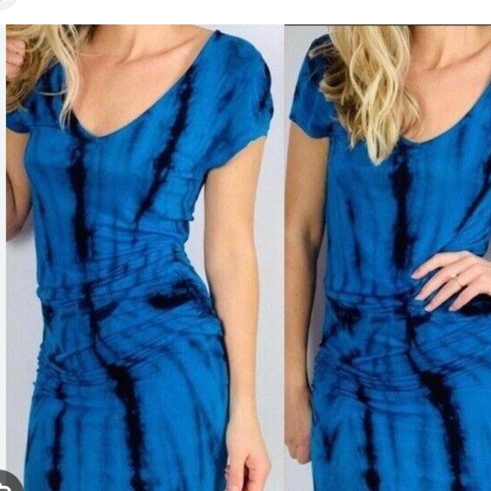 Young Fabulous & Broke Tie Dye Araya Midi Dress Blue Size Small